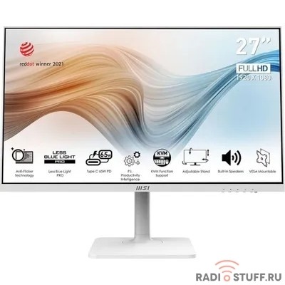 MSI Modern 27" MD272PW белый {IPS 1920x1080 75Hz 250cd HDMI DispalyPort USB M/M HAS Pivot} [9S6-3PB19H-068]