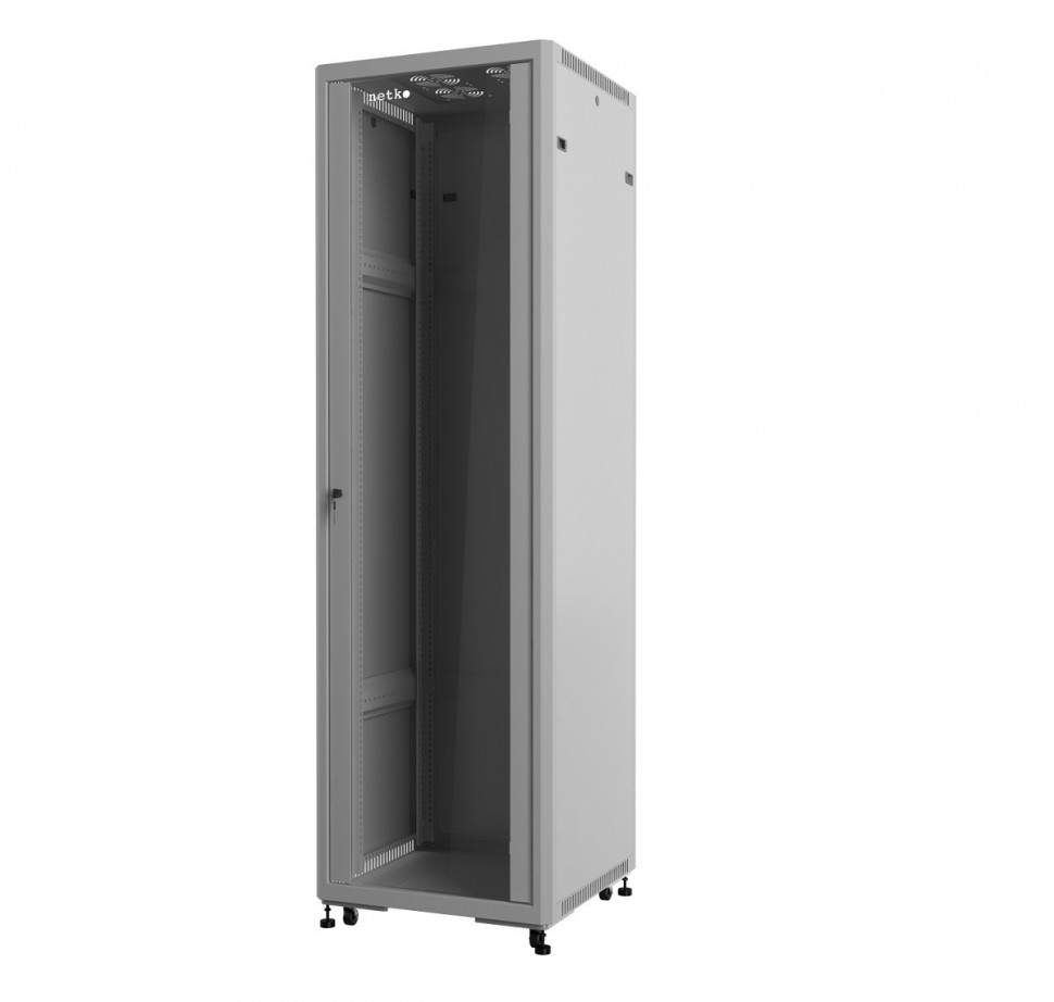 Шкаф напольный 19" Netko 42U серия Optima (600х600х2022), передняя дверь стекло, серый, разобранный (упакован в 2 коробки)