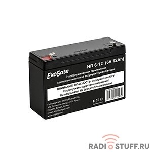 Exegate EX282955RUS Аккумуляторная батарея HR 6-12 (6V 12Ah, клеммы F1)