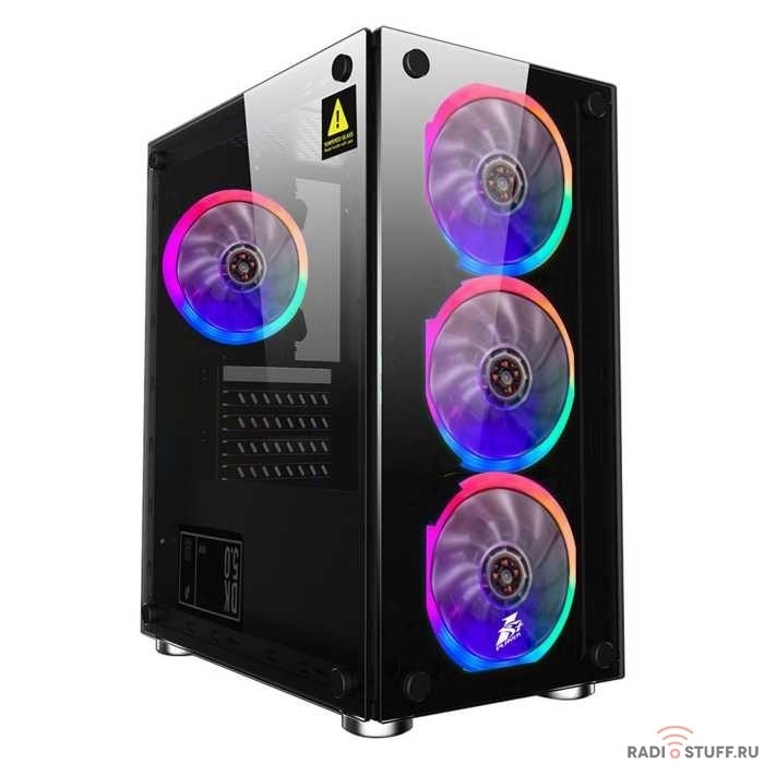 1STPLAYER X2-4R1 Корпус FIREBASE X2 / mATX, tempered glass side panels / 4x 120mm LED fans inc. / X2-4R1