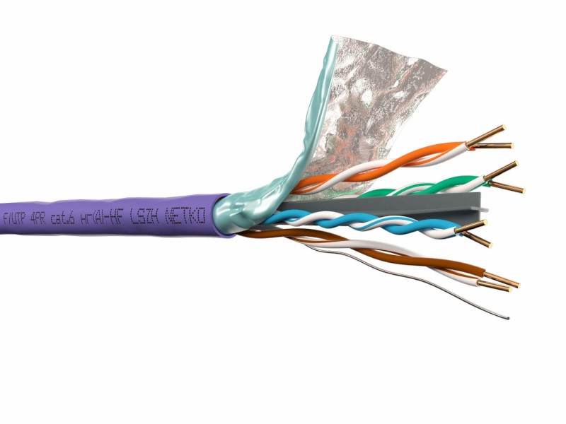 Кабель F/UTP4 (FTP4) cat.6, 4 пары 23 AWG BC, 305м, с крестовиной, нг(А)-HF LSZH - малодымный, не содержащий галогенов; фиолетовый; одножильный, FLUKE TEST, NETKO Expert СКС